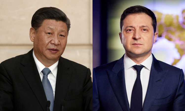 Chủ tịch Trung Quốc Tập Cận Bình (trái) và Tổng thống Ukraine Zelensky. Ảnh: Reuters