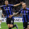 Dimarco (số 32) mừng bàn thắng hạ Juventus ở bán kết lượt về Cup Italy trên sân Meazza ngày 26/4. Ảnh: Il Quotidiano