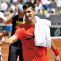 Djokovic trong buổi tập ở Roland Garros hôm 28/5. Ảnh: Eurosport