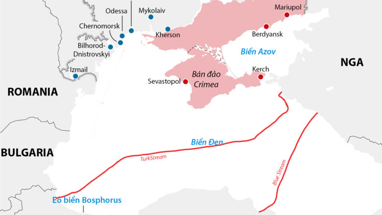 Vị trí đường ống TurkStream và Blue Stream. Đồ họa: GV
