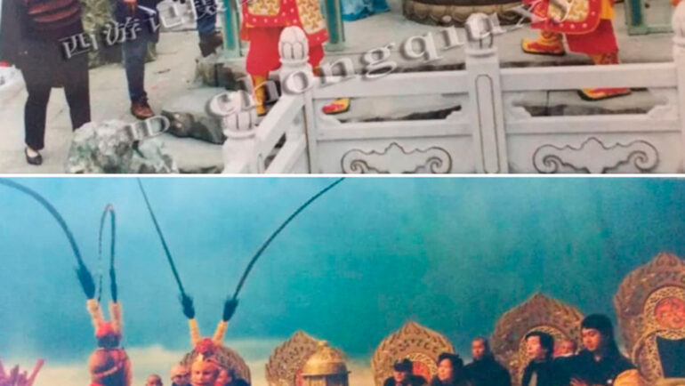 Êkíp khi quay Thật, giả Mỹ Hầu Vương. Ảnh: Wang Chongqiu