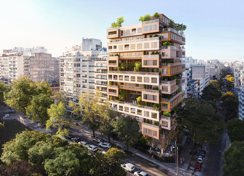 Tòa nhà Ziel sẽ tọa lạc tại Montevideo, Uruguay, đạt chiều cao khoảng 34 m. Ảnh: MVRDV