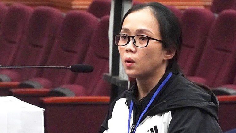 Bị cáo Thanh Mai trong phiên xử phúc thẩm hôm 11/5. Ảnh: Hải Duyên