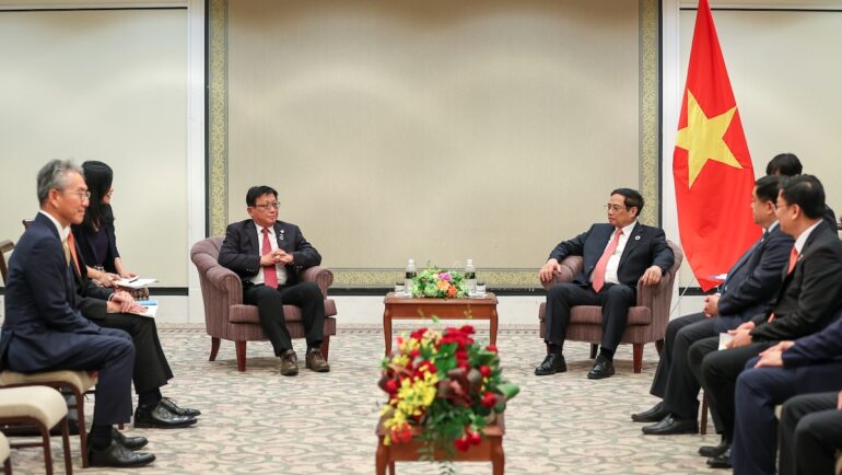 Thủ tướng Phạm Minh Chính tiếp lãnh đạo Tập đoàn Solitz, chiều tối 19/5, nhân tham dự Hội nghị thượng đỉnh G7 mở rộng. Ảnh: VGP