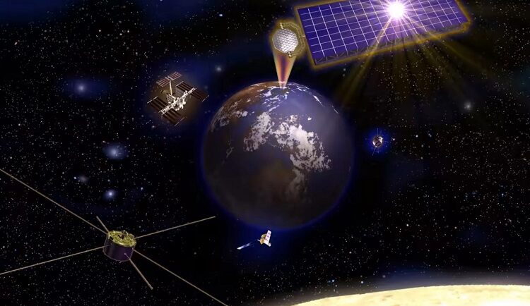 Mô phỏng hệ thống sản xuất điện mặt trời trong không gian. Ảnh: Yahoo