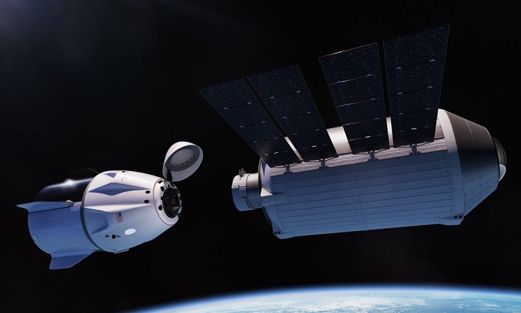 Mô phỏng tàu Dragon của SpaceX bay tới trạm Haven-1. Ảnh: Vast Space LLC