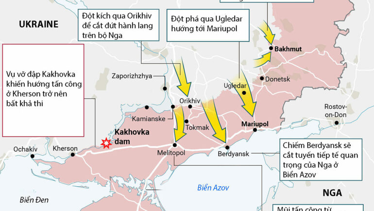 Các mũi phản công tiềm năng của Ukraine. Đồ họa: Times