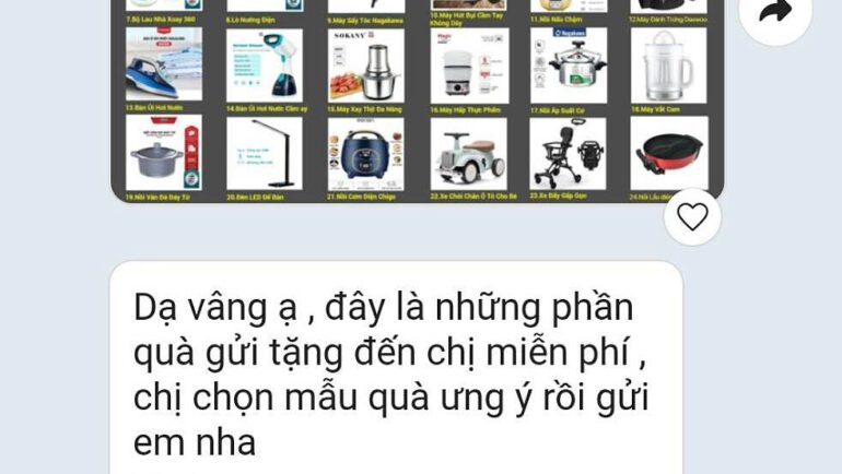 Đối tượng mạo danh siêu thị nhắn tin tặng quà tri ân khách hàng. Ảnh: Hồng Châu