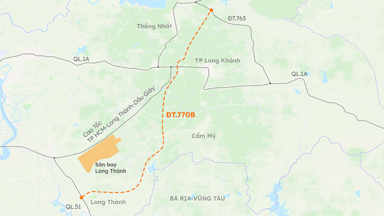 Vị trí tuyến đường 770B. Đồ họa: Khánh Hoàng