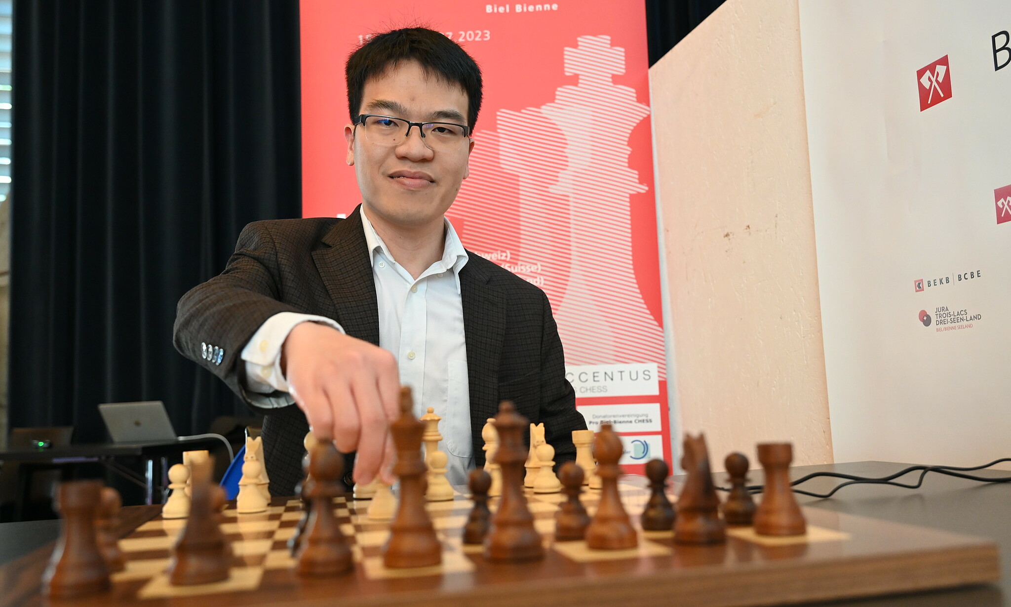 Quang Liêm trước ngày đấu ở Biel Grandmaster, Thụy Sĩ ngày 15/7/2023. Ảnh: BCF