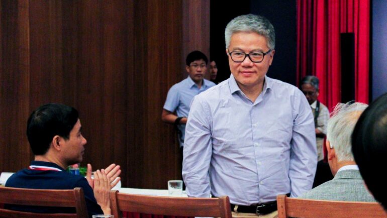 GS Ngô Bảo Châu tại khai mạc Trường hè Khoa học Việt Nam sáng 22/8. Ảnh: Trọng Nhân/ICISE