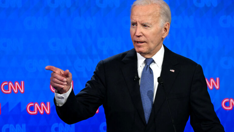 Tổng thống Biden trong cuộc tranh luận tổng thống. Ảnh: AFP