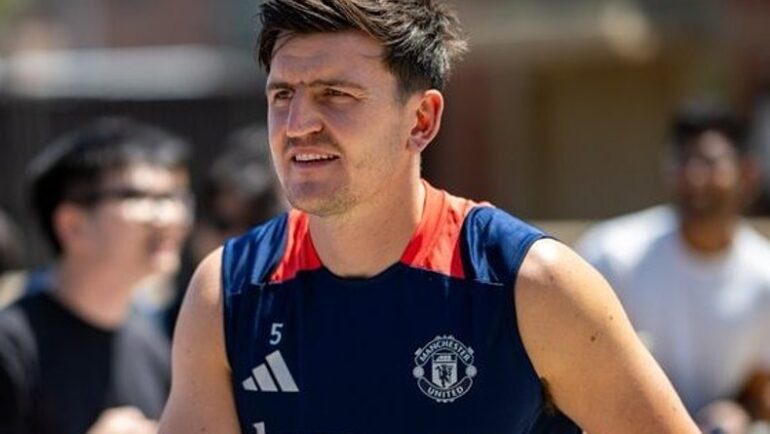 Maguire trong buổi tập tại Los Angeles. Ảnh: Man Utd