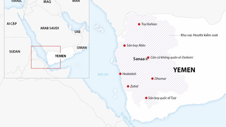 Khu vực do Houthi kiểm soát. Đồ họa: AFP