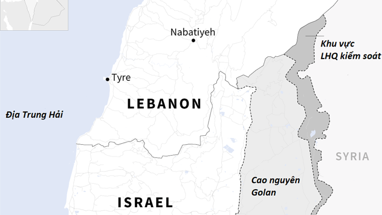 Vị trí Israel và Lebanon. Đồ họa: AFP