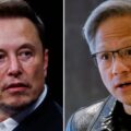 CEO Tesla Elon Musk (trái) và CEO Nvidia Jensen Huang. Ảnh: Reuters