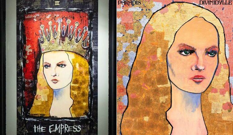 Tranh The Empress và bìa đĩa nhạc Divinidylle của Vanessa Paradis. Ảnh: PA Media Assigments