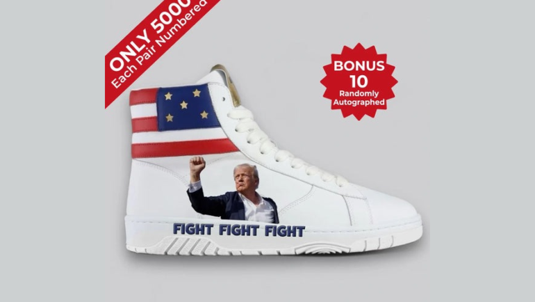 Mẫu giày in hình ông Trump. Ảnh: GetTrumpsneakers. com