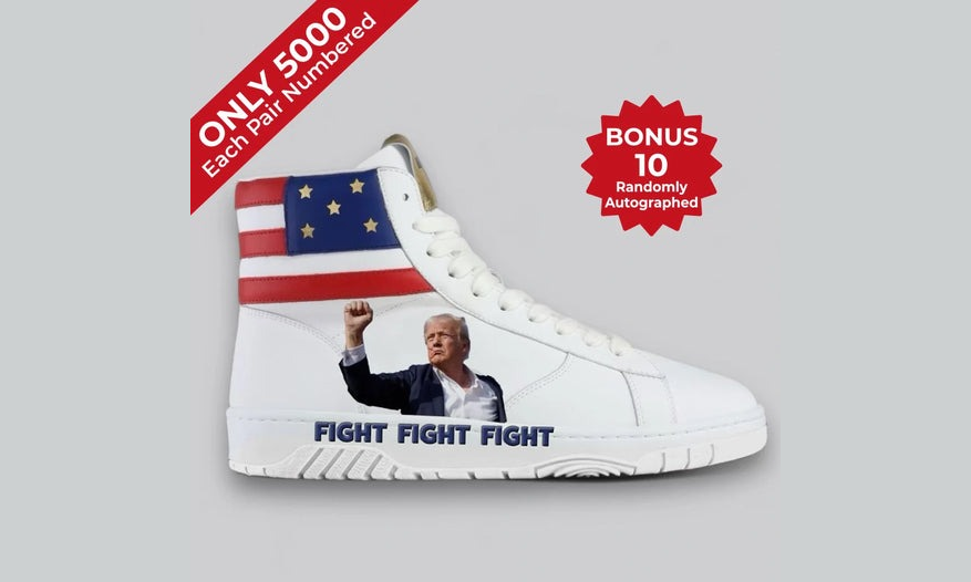 Mẫu giày in hình ông Trump. Ảnh: GetTrumpsneakers. com