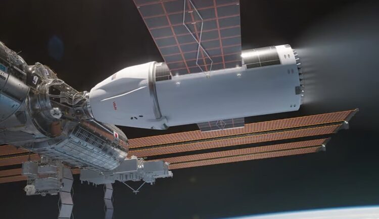 Mô phỏng phương tiện USDV ghép nối với trạm ISS. Ảnh: SpaceX