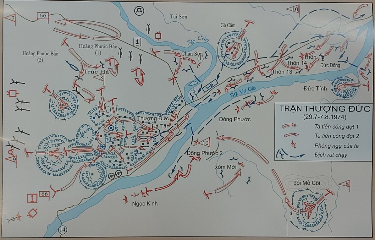 Sơ đồ các mũi tiến công vào Thượng Đức. Ảnh: Vietnam+