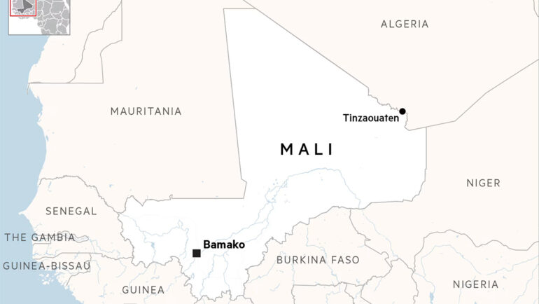Vị trí thị trấn Tinzaouaten, Mali. Đồ họa: Map Creator