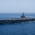 Tàu sân bay USS Dwight D. Eisenhower tại Biển Đỏ hồi tháng 6. Ảnh: AP