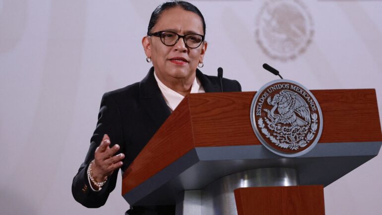 Bộ trưởng An ninh Mexico Rosa Icela Rodriguez tại Mexico City ngày 29/7. Ảnh: AFP