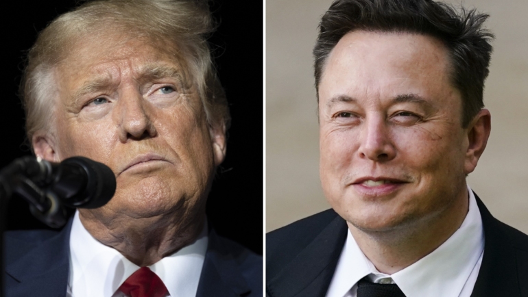 Cựu tổng thống Mỹ Donald Trump (trái) và tỷ phú Elon Musk. Ảnh: AP
