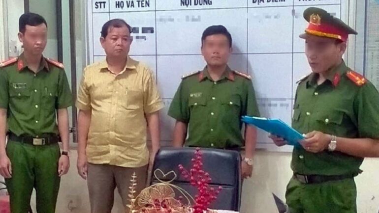 Ông Nguyễn Hạnh Phúc thời điểm bị bắt. Ảnh: Công an cung cấp