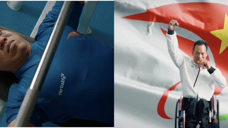 Khoảnh khắc lực sĩ Lê Văn Công căng mình tập nâng tạ. Năm ngoái, anh giành huy chương vàng hạng cân 49 kg tại Giải cử tạ người khuyết tật vô địch thế giới ở Saudi Arabia.