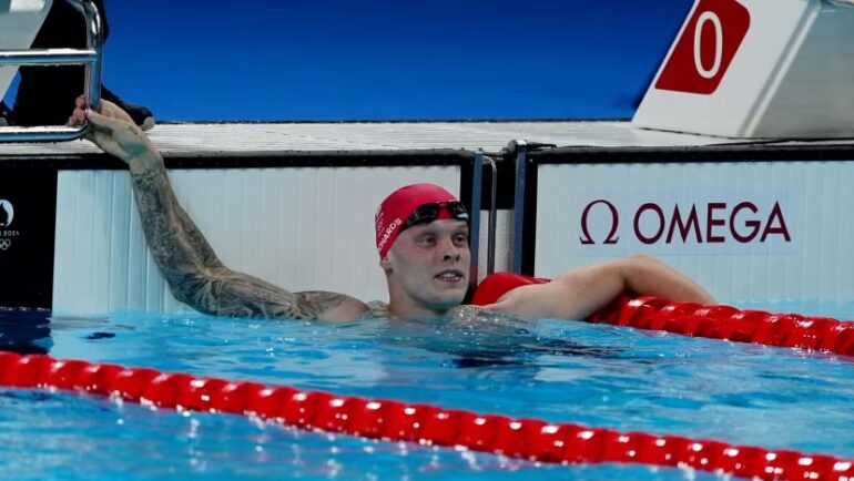 Richards sau khi hoàn thành phần thi chung kết 200m tự do nam Olympic Paris 2024 ngày 29/7. Ảnh: PA