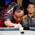 Nguyễn Anh Tuấn thi đấu tại giải 9 bi Hà Nội Open Pool Champhionship của WNT tháng 10/2023 tại Hà Nội. Ảnh: VBP