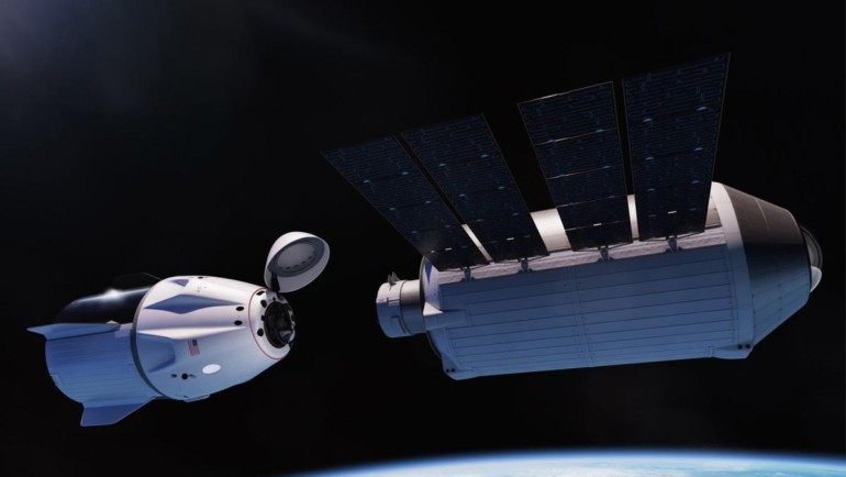 Mô phỏng tàu Dragon của SpaceX bay tới trạm vũ trụ Haven-1. Ảnh: Vast