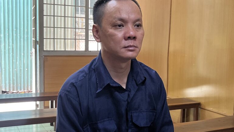 Bị cáo Đinh Trọng Tiến tại tòa hôm nay. Ảnh: Trọng Nghĩa