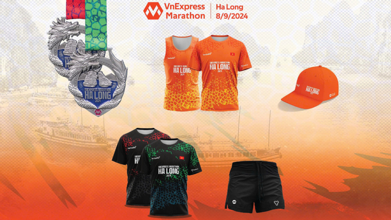 Bộ vật phẩm dành cho runner VnExpress Marathon Hạ Long 2024.