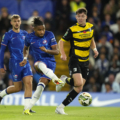 Tiền đạo Christopher Nkunku ghi bàn mở tỷ số trận Chelsea thắng Barrow 5-0 ở vòng ba Cup Liên đoàn Anh trên sân Stamford Bridge ngày 24/9. Ảnh: AP