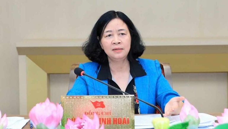 Bí thư Thành ủy Hà Nội Bùi Thị Minh Hoài phát biểu chiều 24/9. Ảnh: Viết Thành