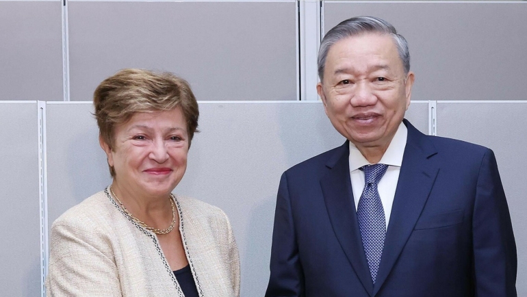 Tổng Bí thư, Chủ tịch nước Tô Lâm tiếp Tổng giám đốc Quỹ Tiền tệ Quốc tế (IMF) Kristalina Georgieva ngày 24/9. Ảnh: TTXVN