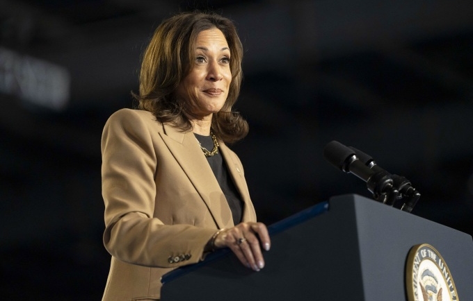 Ứng viên tổng thống đảng Dân chủ Kamala Harris tại cuộc vận động tranh cử ở thành phố Chandler, bang Arizona ngày 10/10. Ảnh: AFP