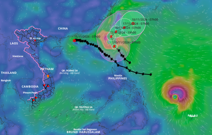 Bão Usagi hôm nay sẽ trở thành cơn bão thứ 9 trên Biển Đông. Ảnh: Hệ thống giám sát thiên tai