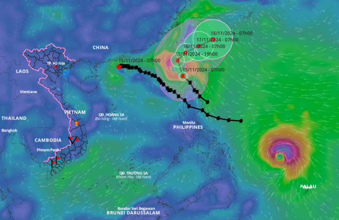 Bão Usagi hôm nay sẽ trở thành cơn bão thứ 9 trên Biển Đông. Ảnh: Hệ thống giám sát thiên tai