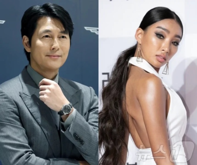 Jung Woo Sung và người mẫu Moon Gabi. Ảnh: News1