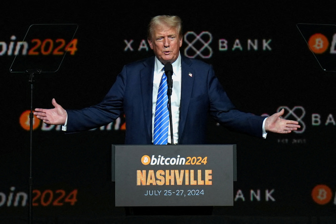 Tổng thống Mỹ Donald Trump tại sự kiện Bitcoin 2024 ở Nashville (Tennessee, Mỹ), tháng 7/2024. Ảnh: Reuters