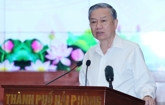 Tổng Bí thư Tô Lâm tại buổi làm việc với TP Hải Phòng, chiều 14/11. Ảnh: Lê Tân