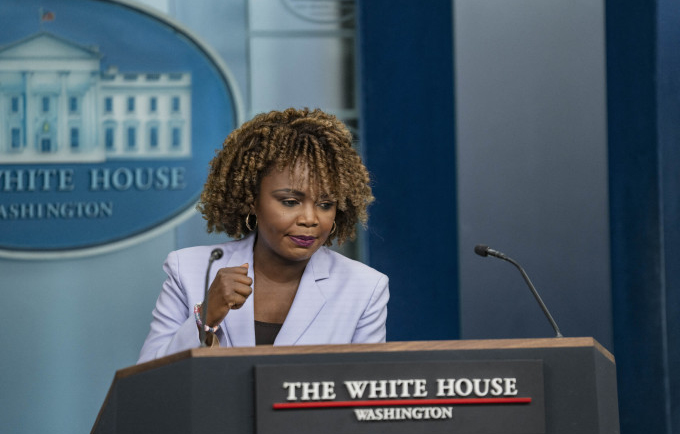 Thư ký báo chí Nhà Trắng Karine Jean-Pierre tại cuộc họp báo ngày 7/11. Ảnh: AFP