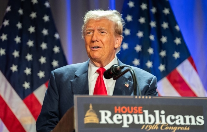 Tổng thống đắc cử Mỹ Donald Trump tại thủ đô Washington ngày 13/11. Ảnh: AFP